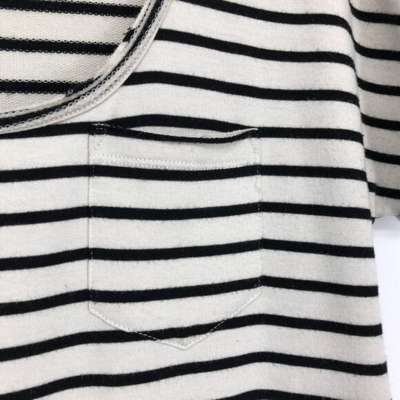 Free People Beach Striped ShortSleeve RoundNeck Top w Black Ruffle Peplum Hem XS - Picture 7 of 14